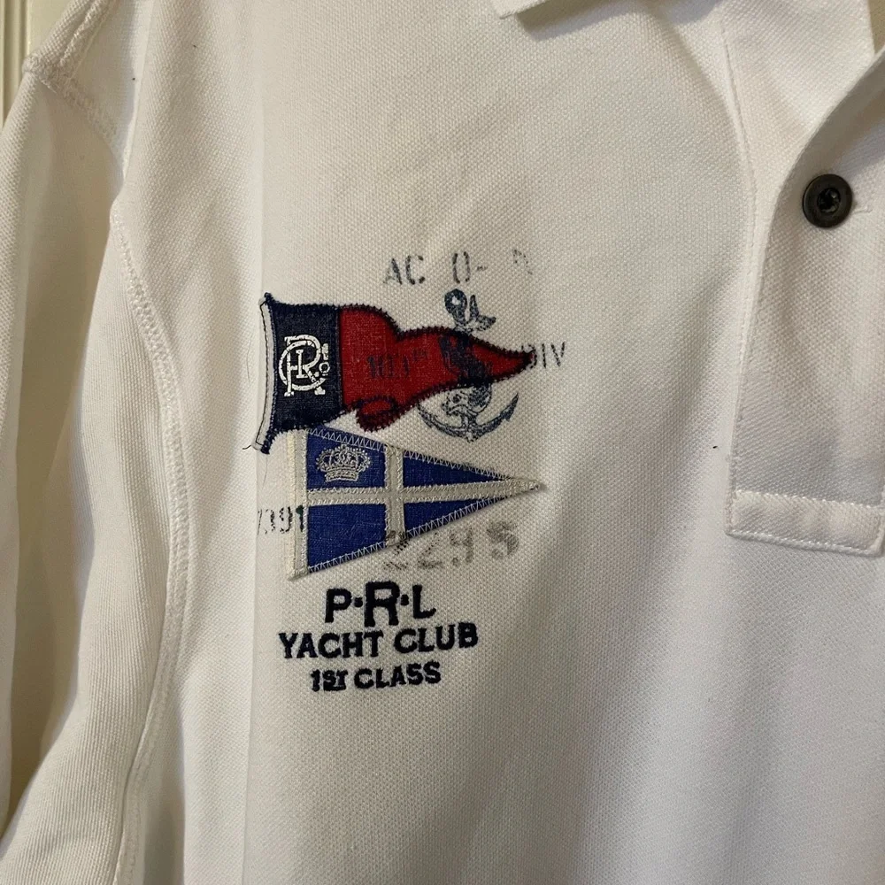 Polo Ralph Lauren White Polo Shirt Yacht Club Embroidered Nautical Size 2XLT - Picture 2 of 9